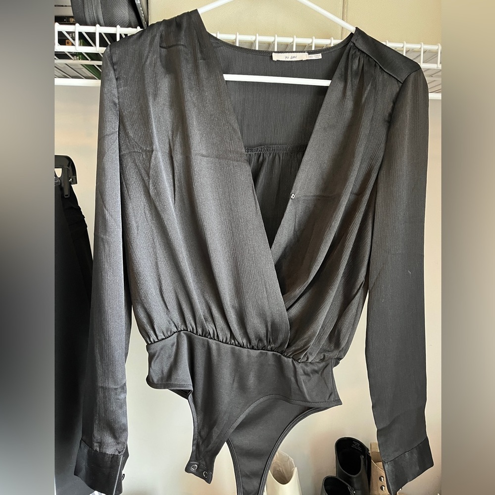 Black Satin bodysuit - XS